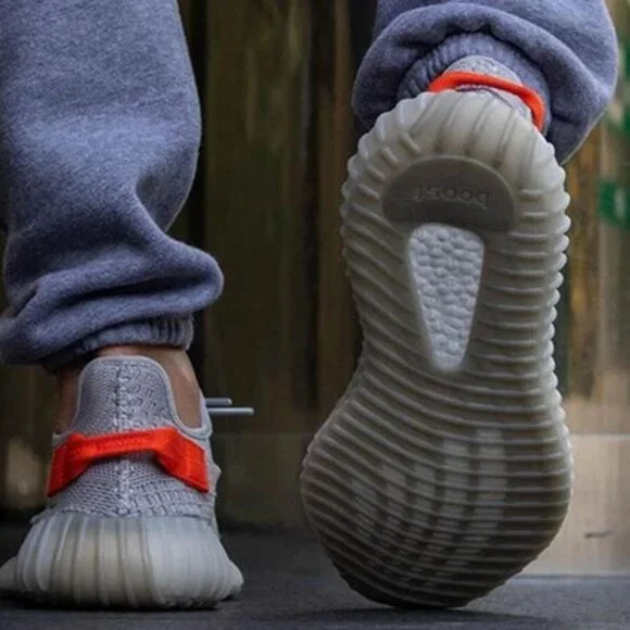 Grey Knit Casual Sneakers with Orange Heel Tab – Lightweight Comfortable Streetw - Picture 4 of 10